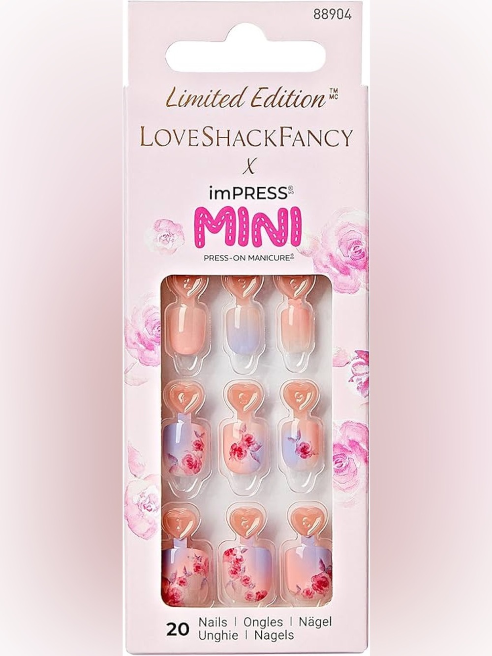 imPRESS MINI Peach & Lilac Floral Press-On Manicure